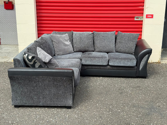 Grey & Black Corner Sofa