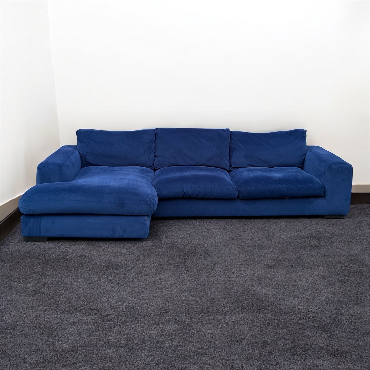 Next Houghton Blue Velvet Corner Sofa