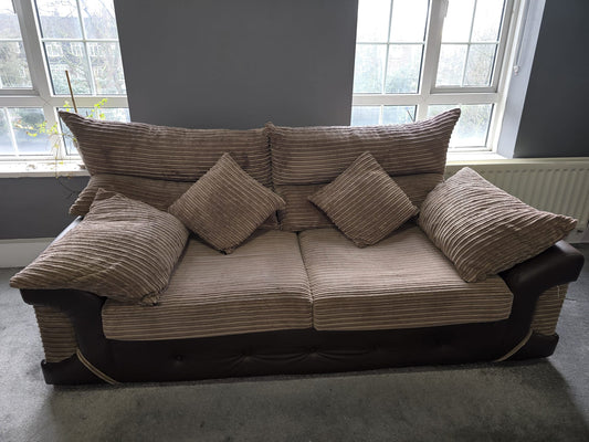 Brown Fabric 3 & 2 Seater Sofa Set