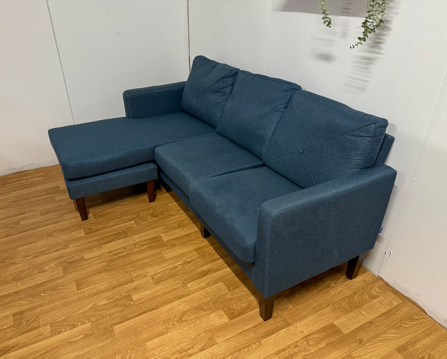 Compact Blue L Shape Sofa