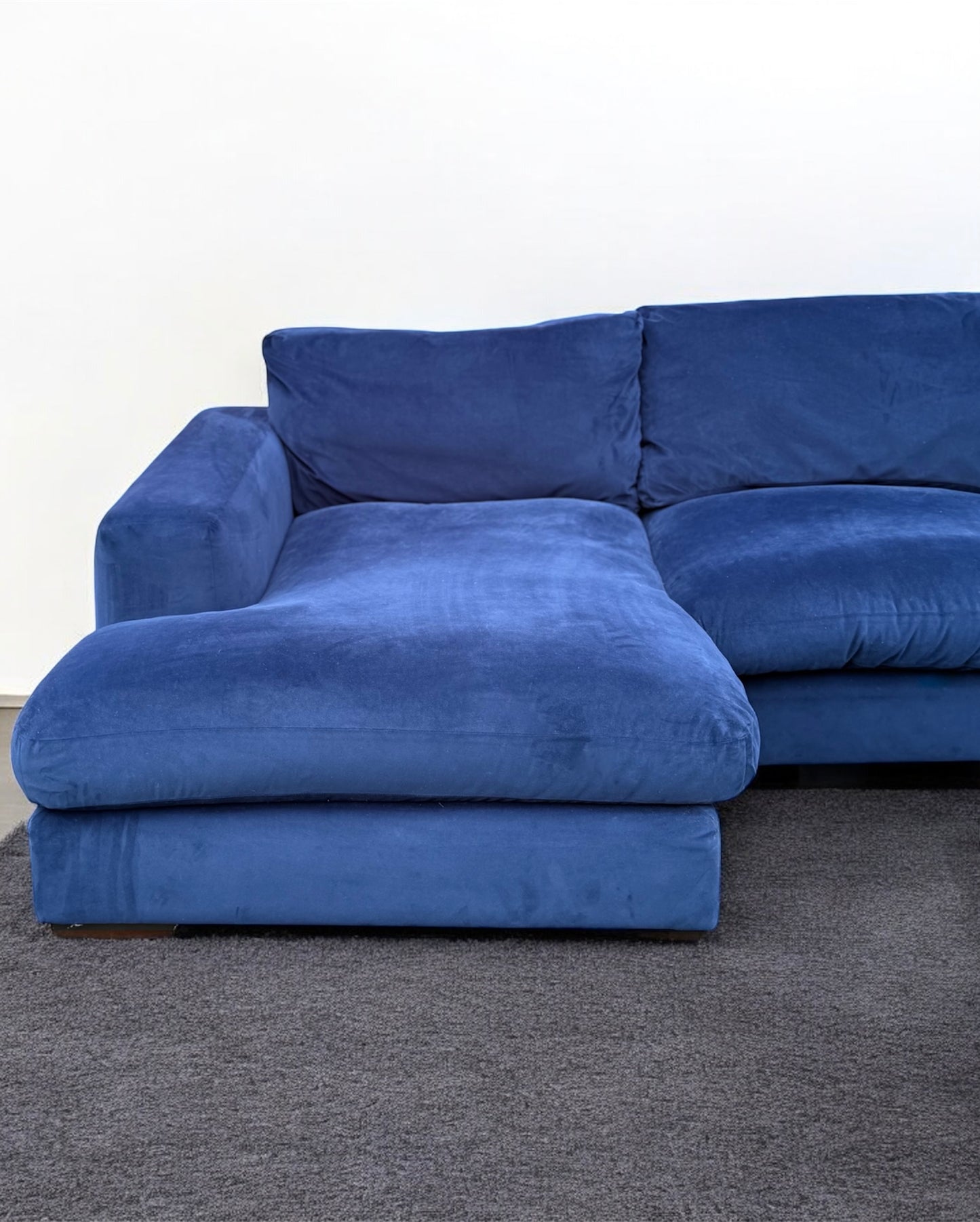 Next Houghton Blue Velvet Corner Sofa