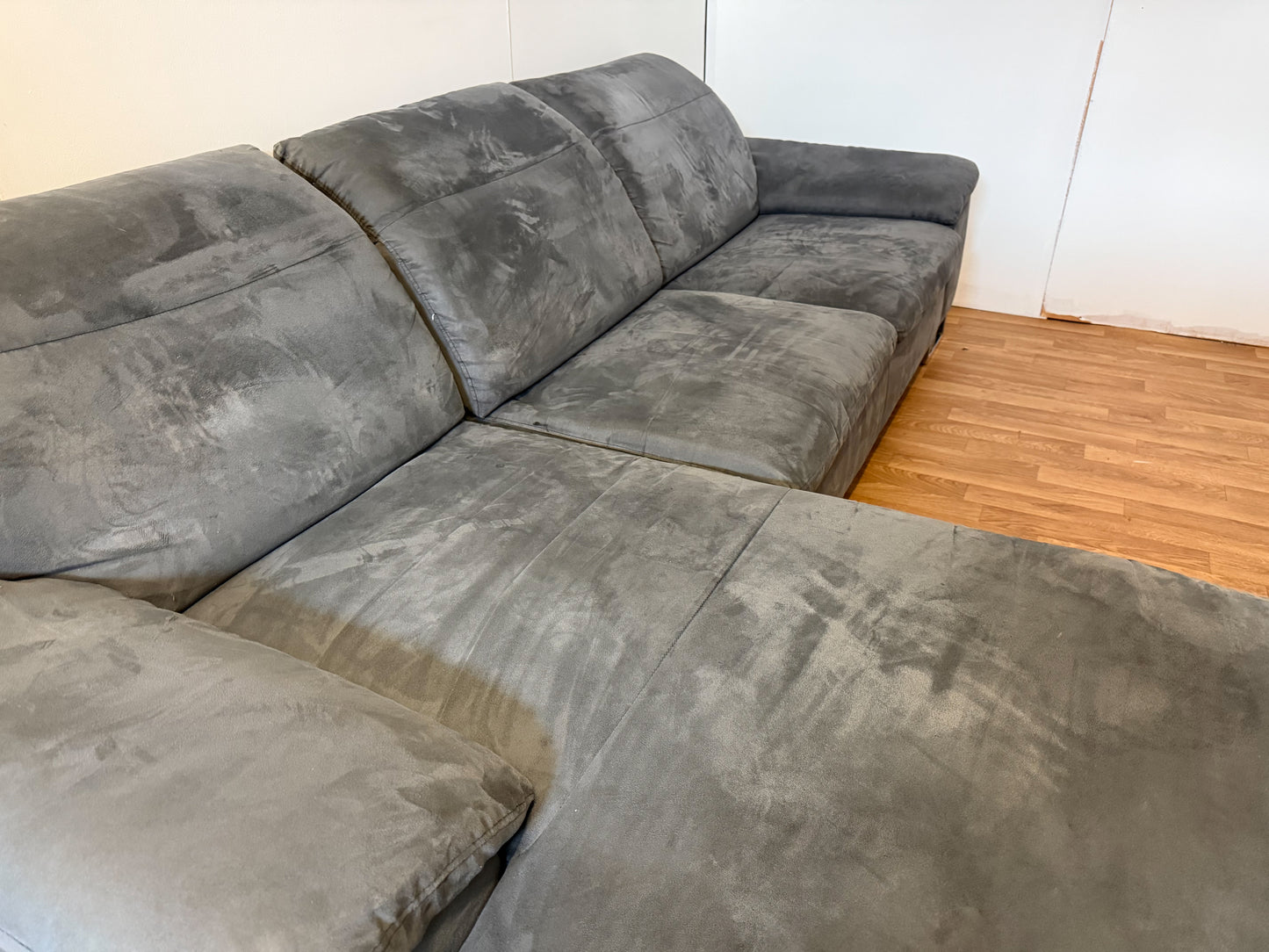 Modern Grey Suede Corner Sofa