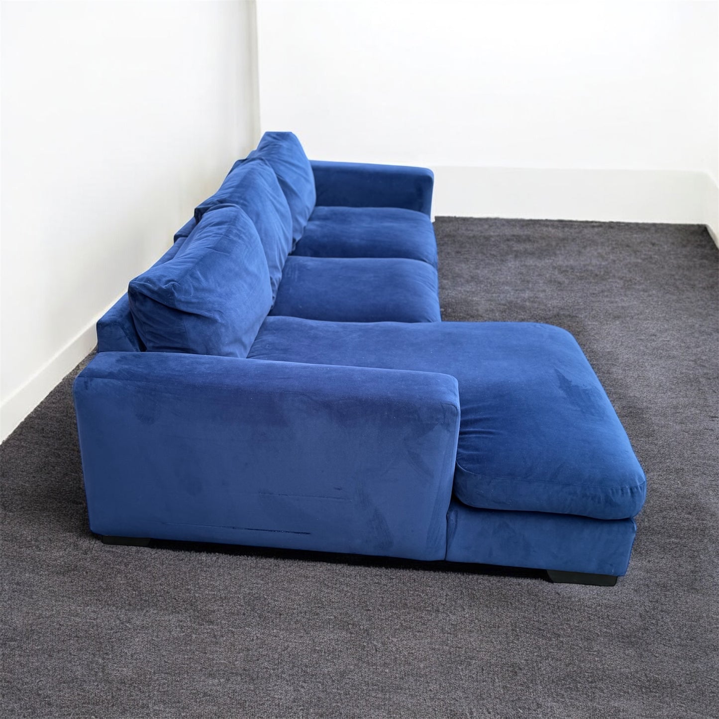 Next Houghton Blue Velvet Corner Sofa