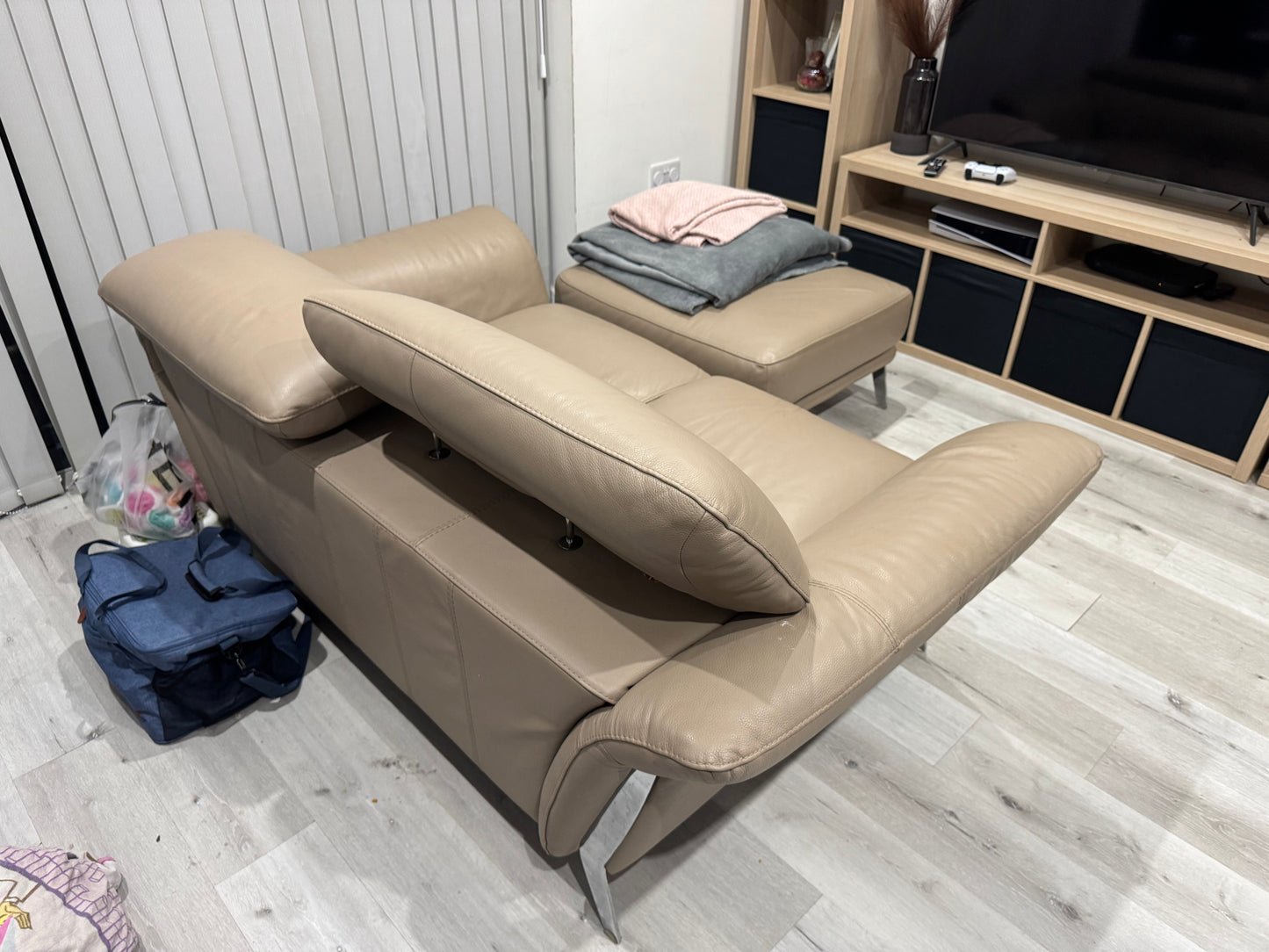 Italian Leather 2 Seater Sofa & Foot Stool