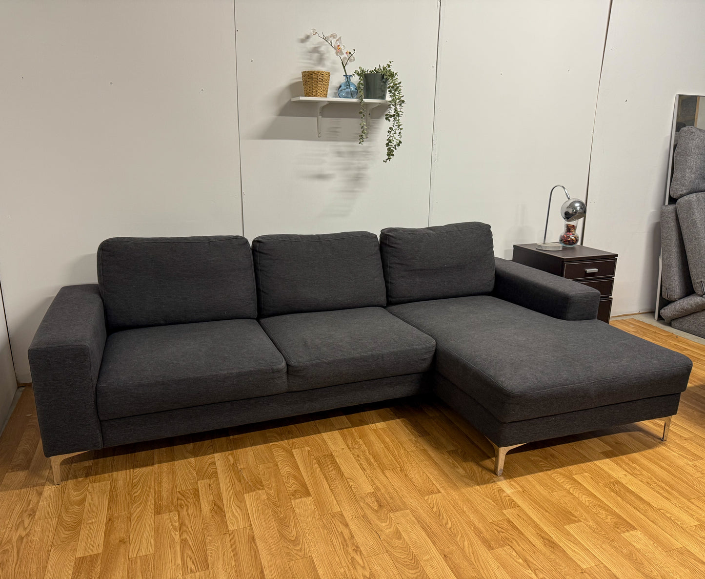 Modern Dark Grey L Shape Sofa