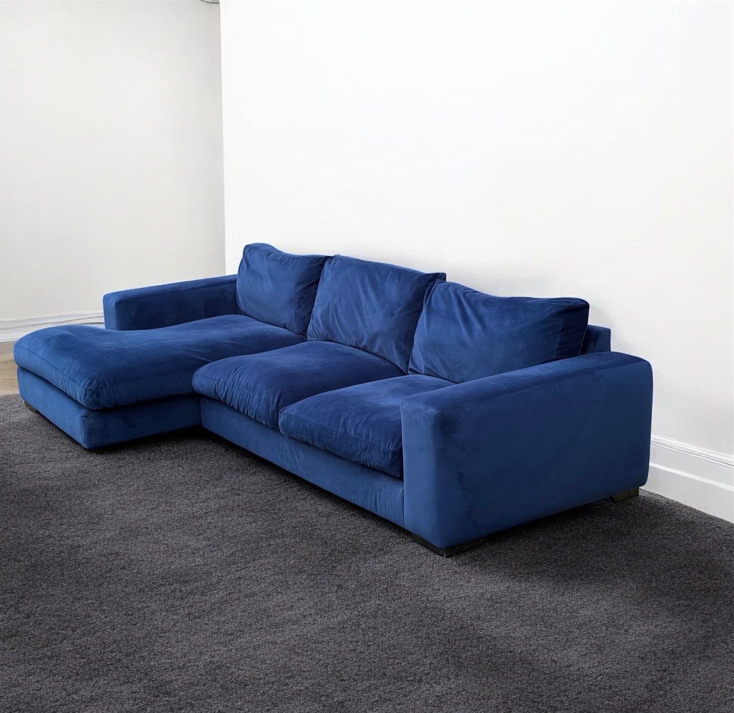 Next Houghton Blue Velvet Corner Sofa
