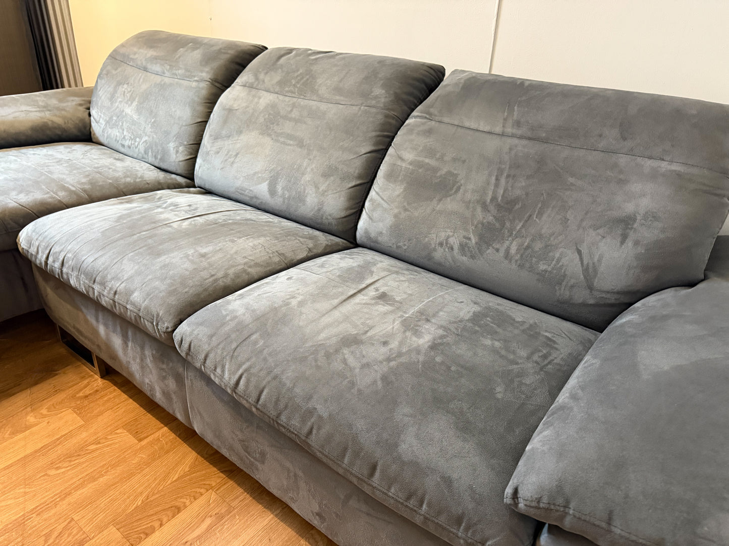 Modern Grey Suede Corner Sofa