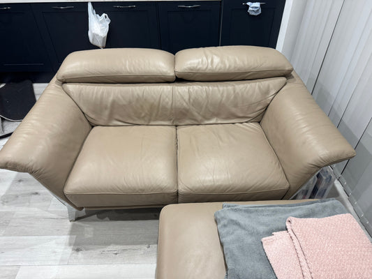 Italian Leather 2 Seater Sofa & Foot Stool