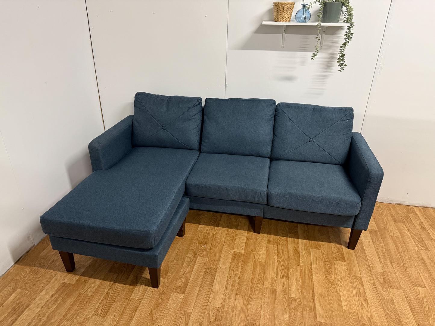 Compact Blue L Shape Sofa