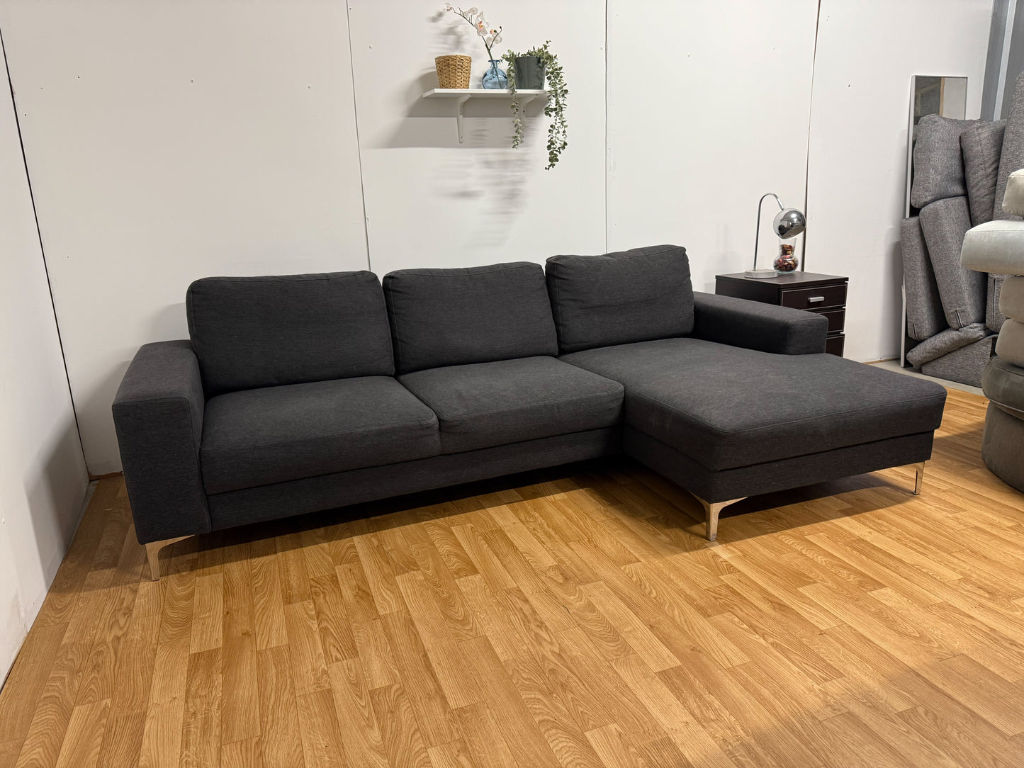 Modern Dark Grey L Shape Sofa