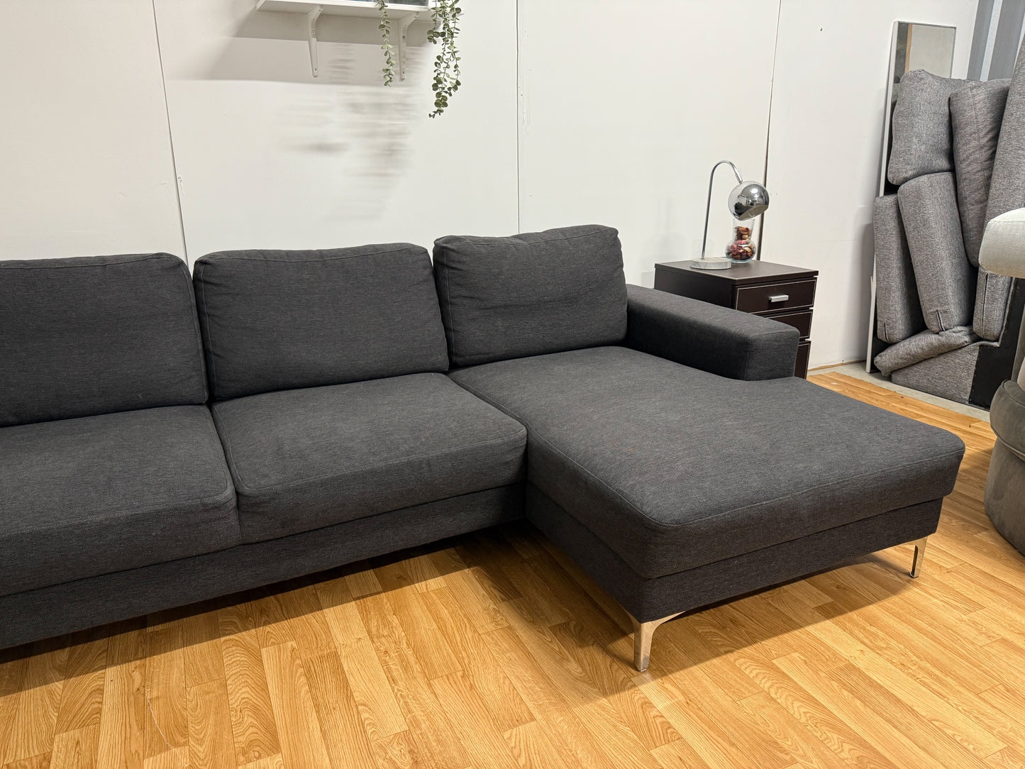 Modern Dark Grey L Shape Sofa