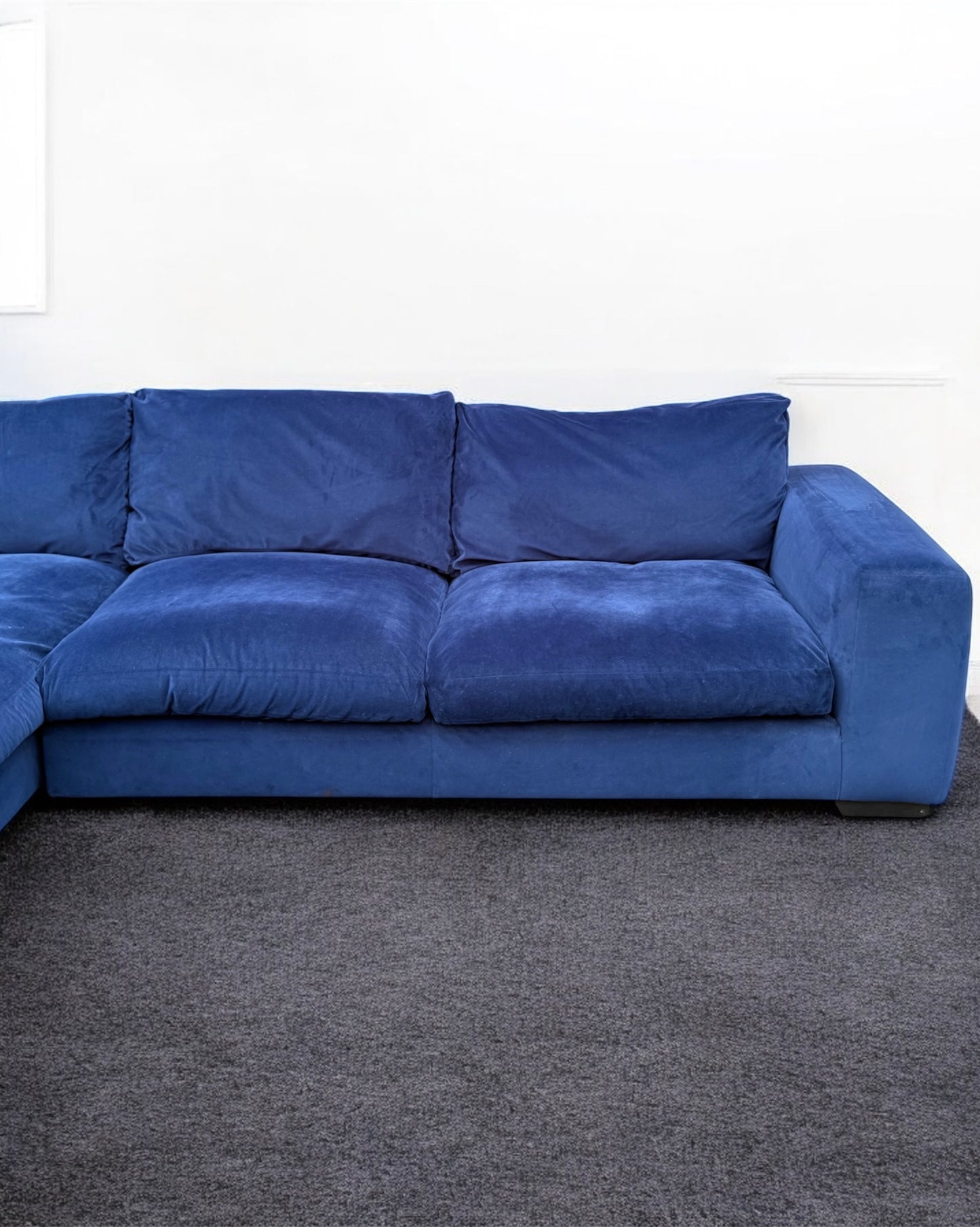 Next Houghton Blue Velvet Corner Sofa