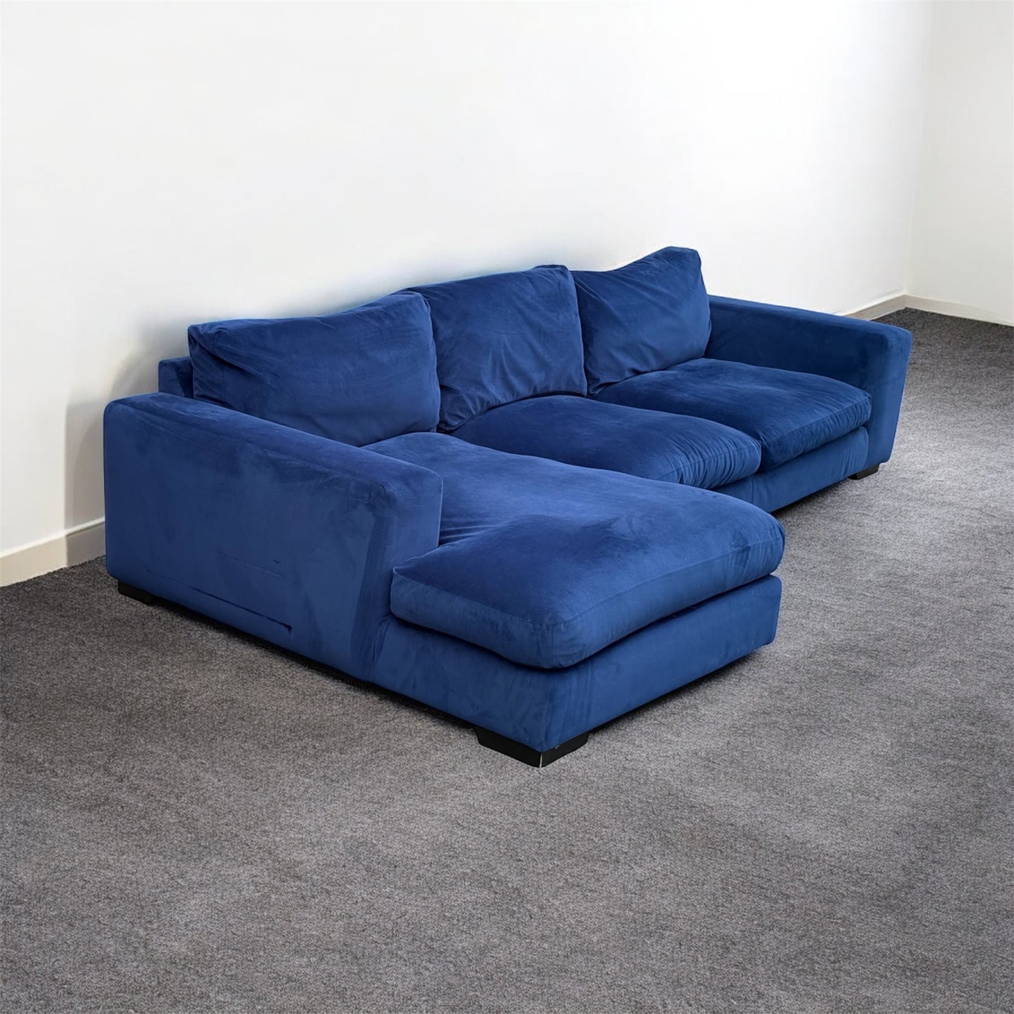 Next Houghton Blue Velvet Corner Sofa