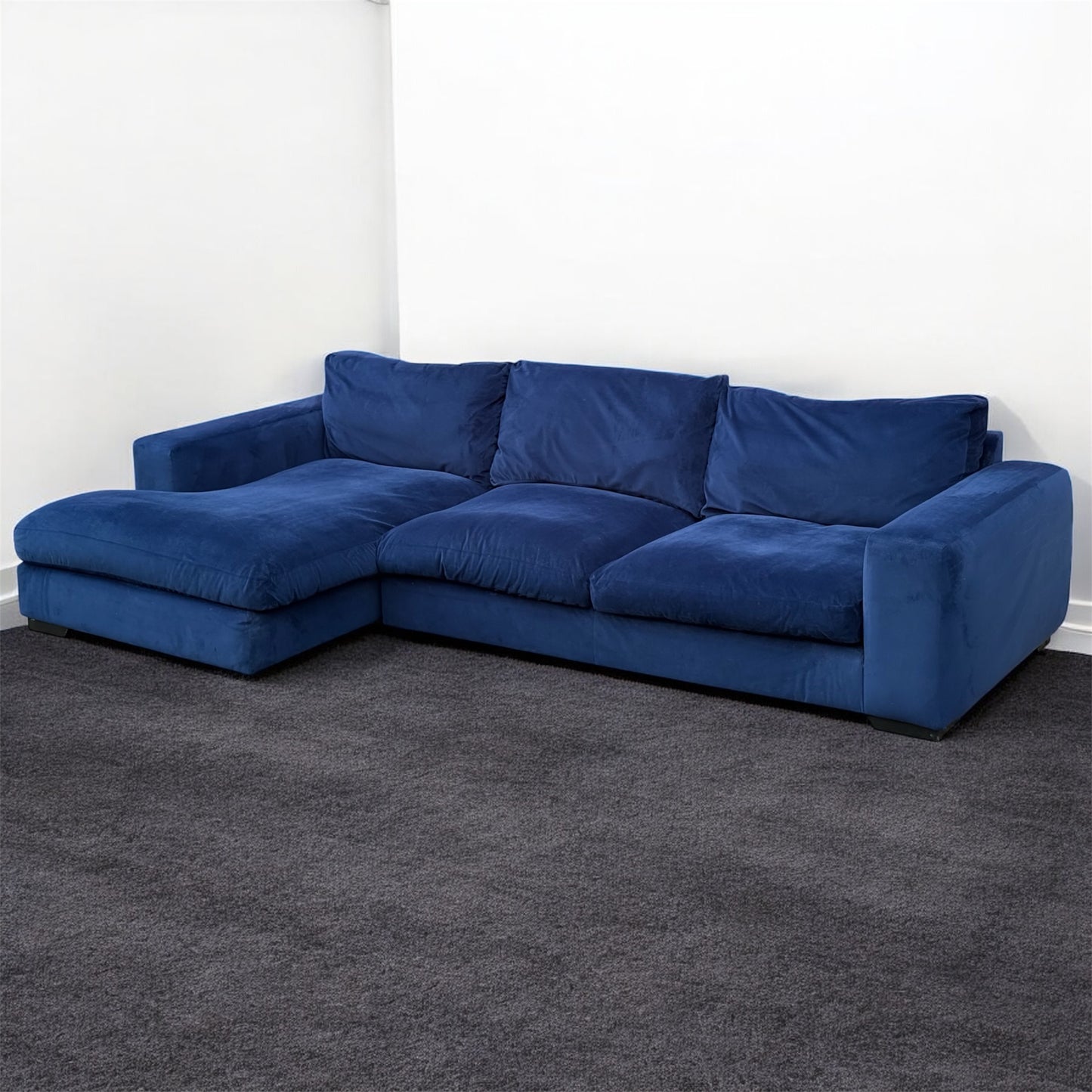 Next Houghton Blue Velvet Corner Sofa