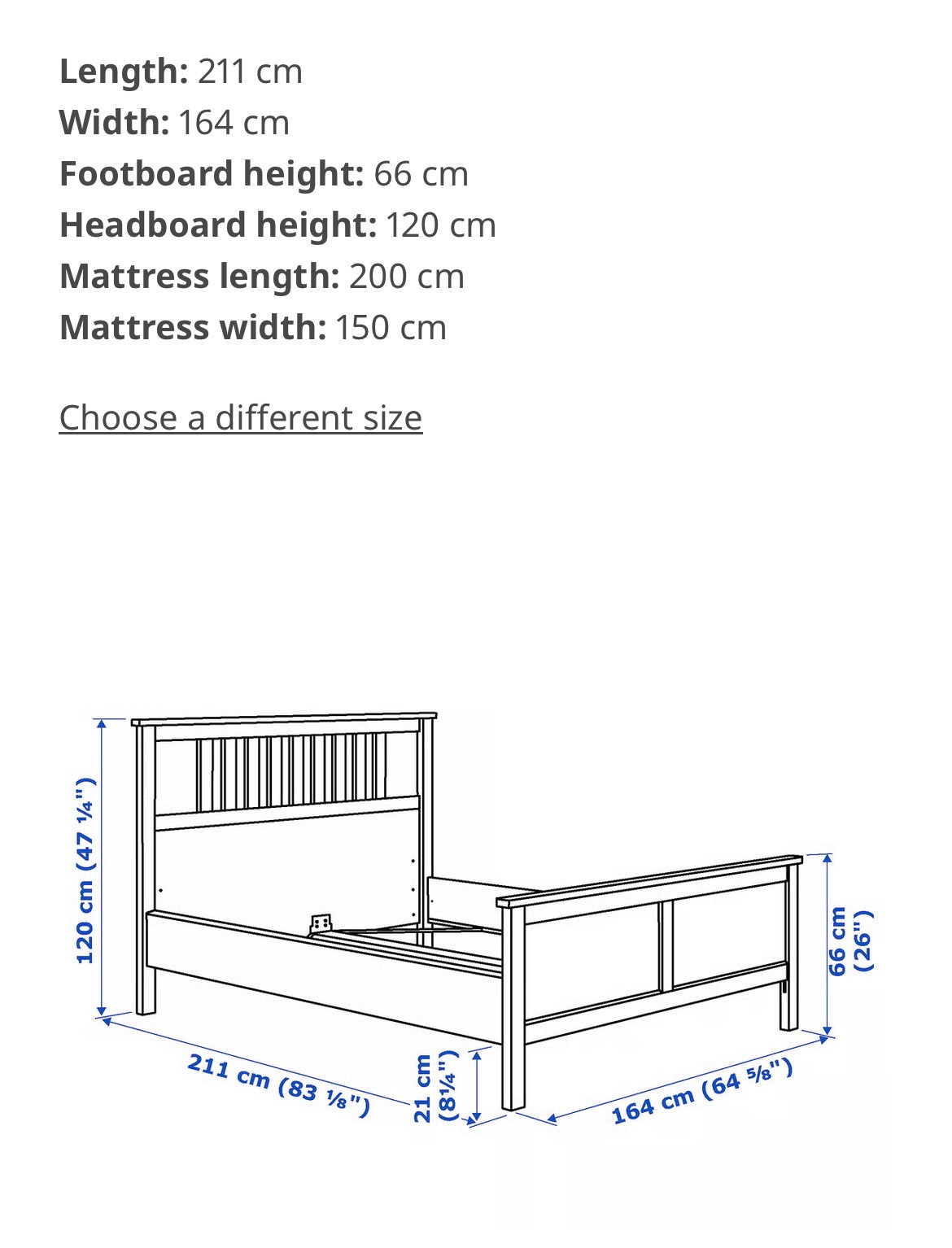 IKEA Hemnes Gloss White King Size Bed & Mattress
