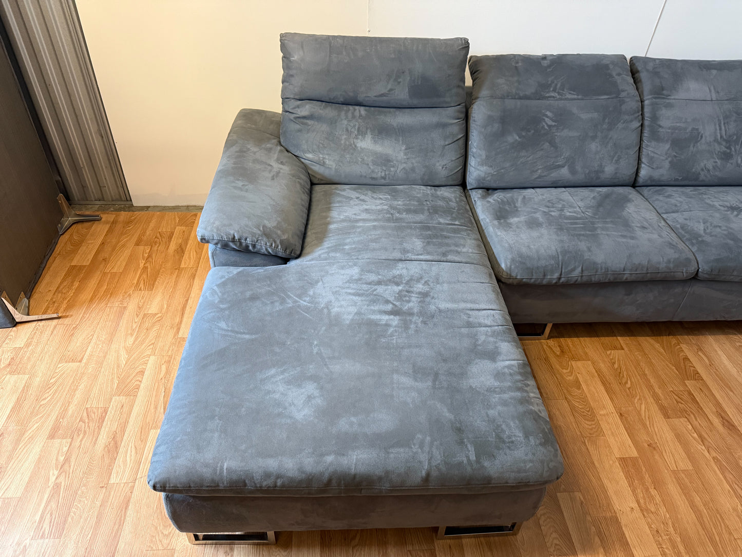 Modern Grey Suede Corner Sofa