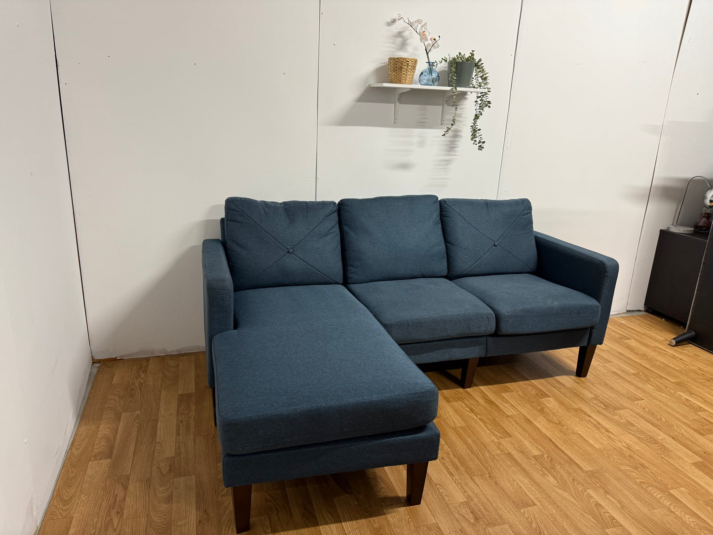 Compact Blue L Shape Sofa