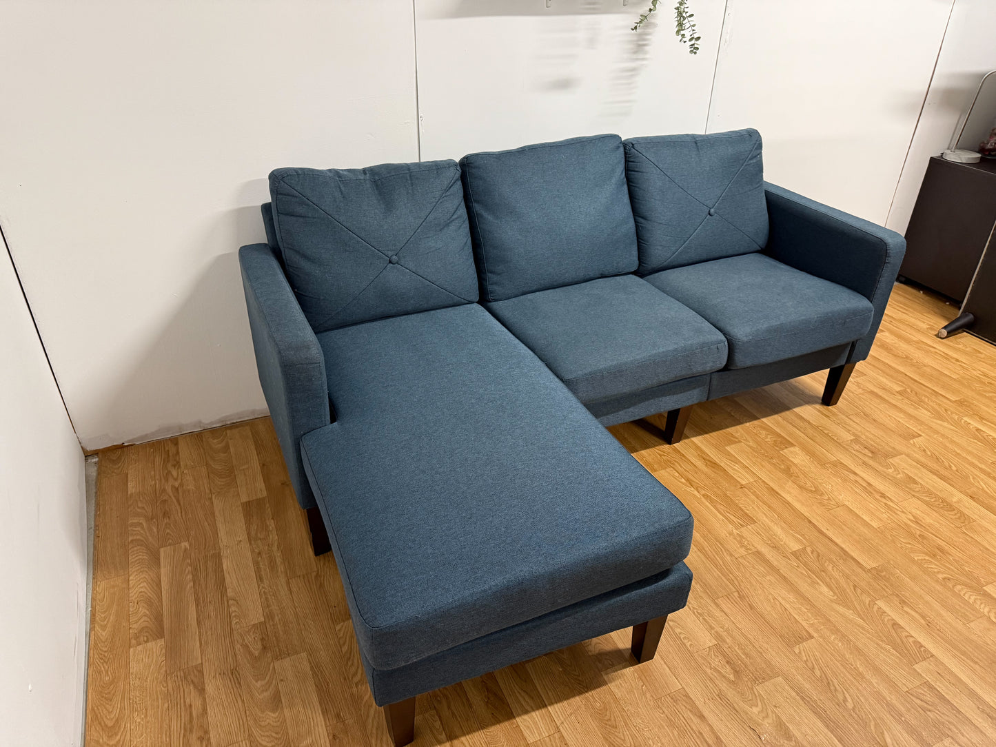 Compact Blue L Shape Sofa
