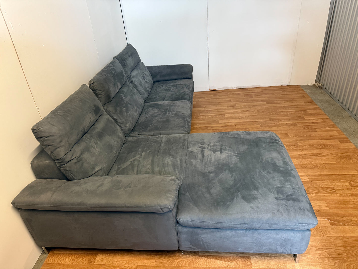 Modern Grey Suede Corner Sofa