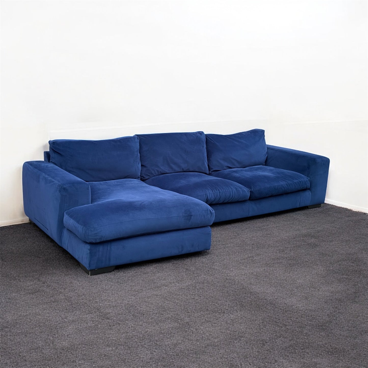 Next Houghton Blue Velvet Corner Sofa
