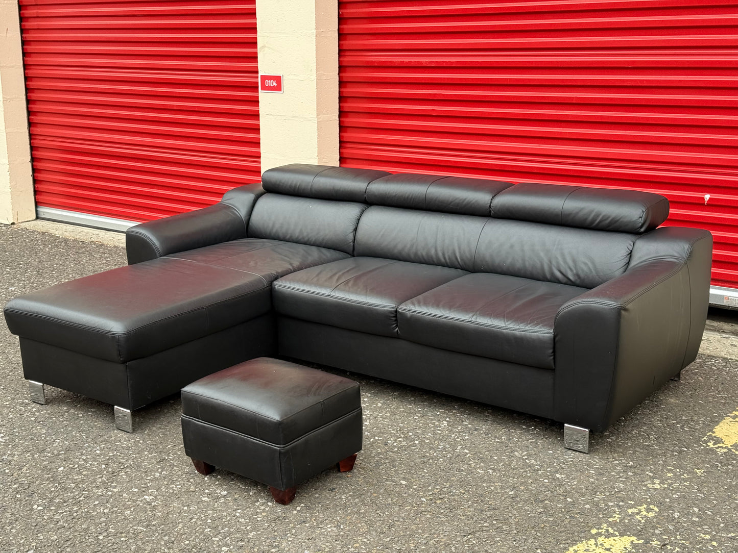 Black Leather Corner Sofa