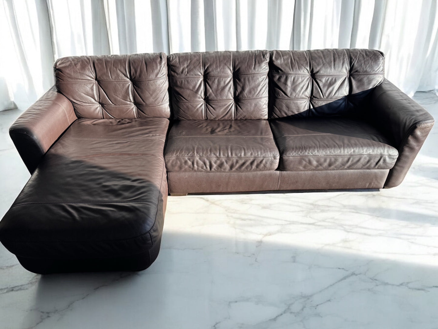 Brown Leather Corner Sofa Bed