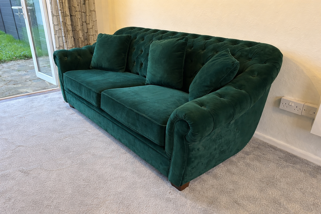 Green Velvet Chesterfield Sofa