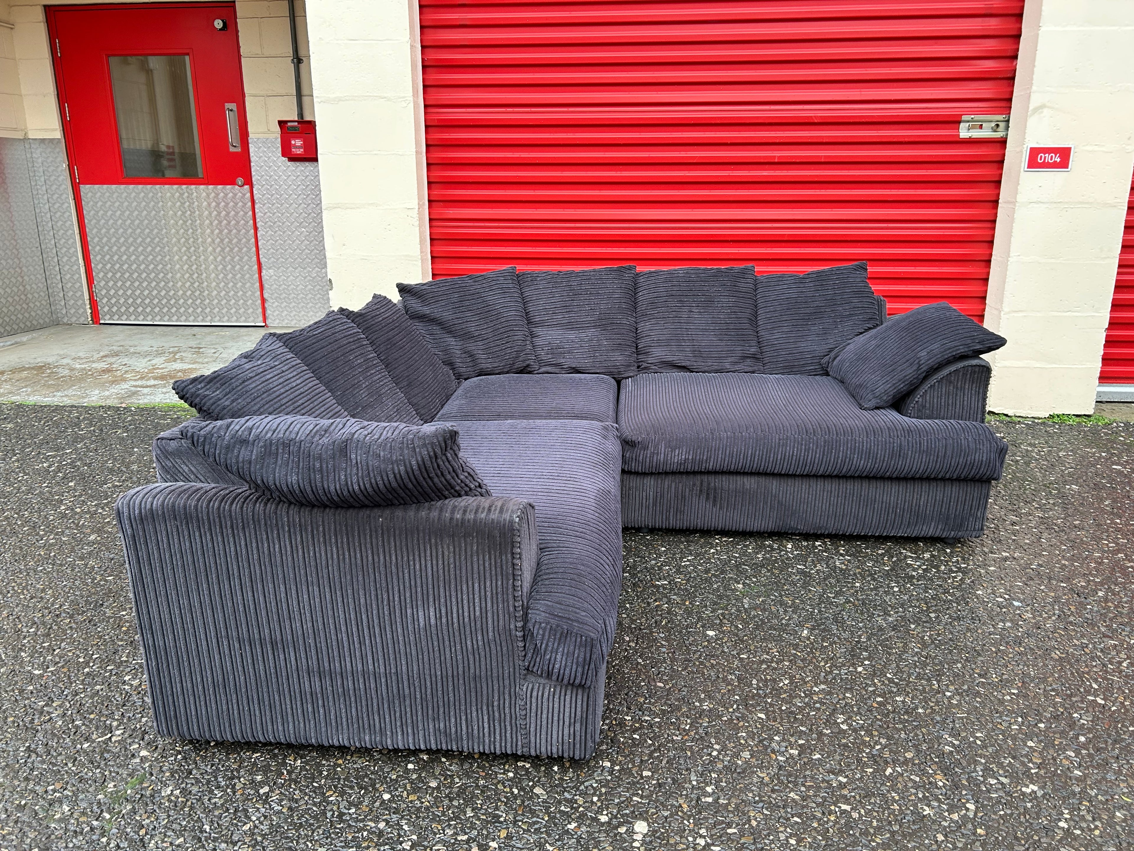 Navy Blue Cord Corner Sofa