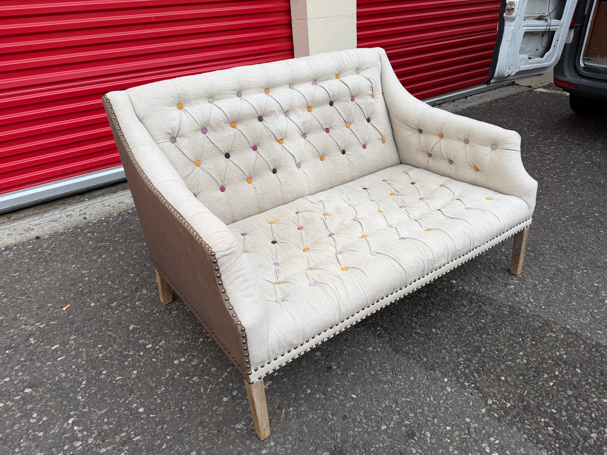 Handmade Linen 2 Seater Sofa