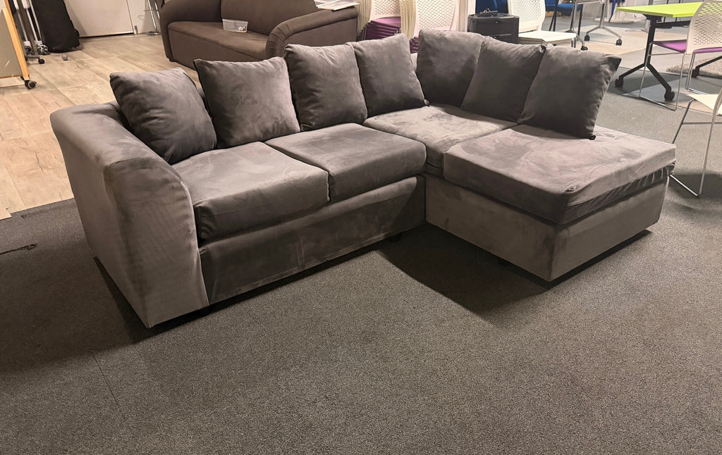 Grey Velvet Corner Sofa