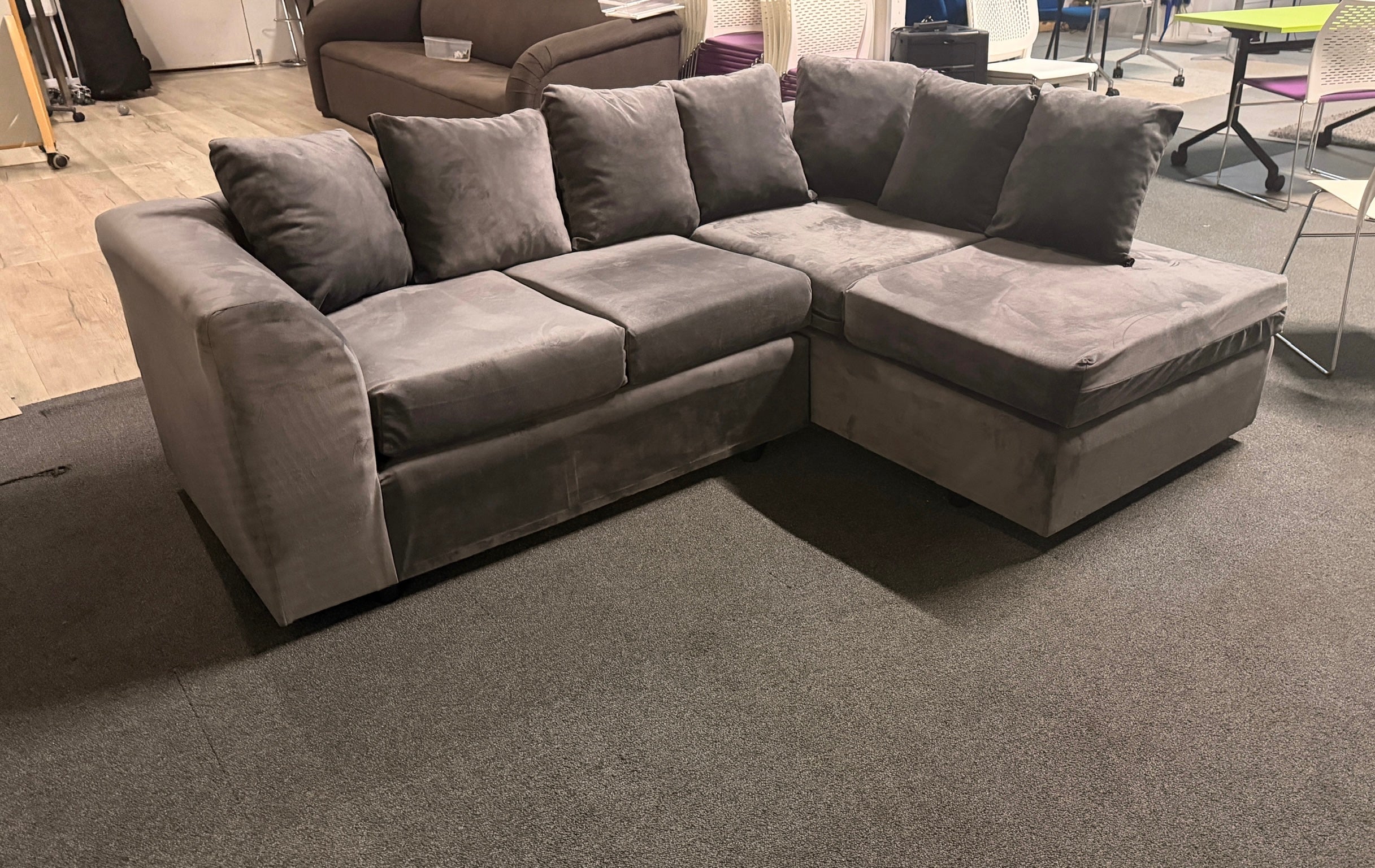 Grey Velvet Corner Sofa
