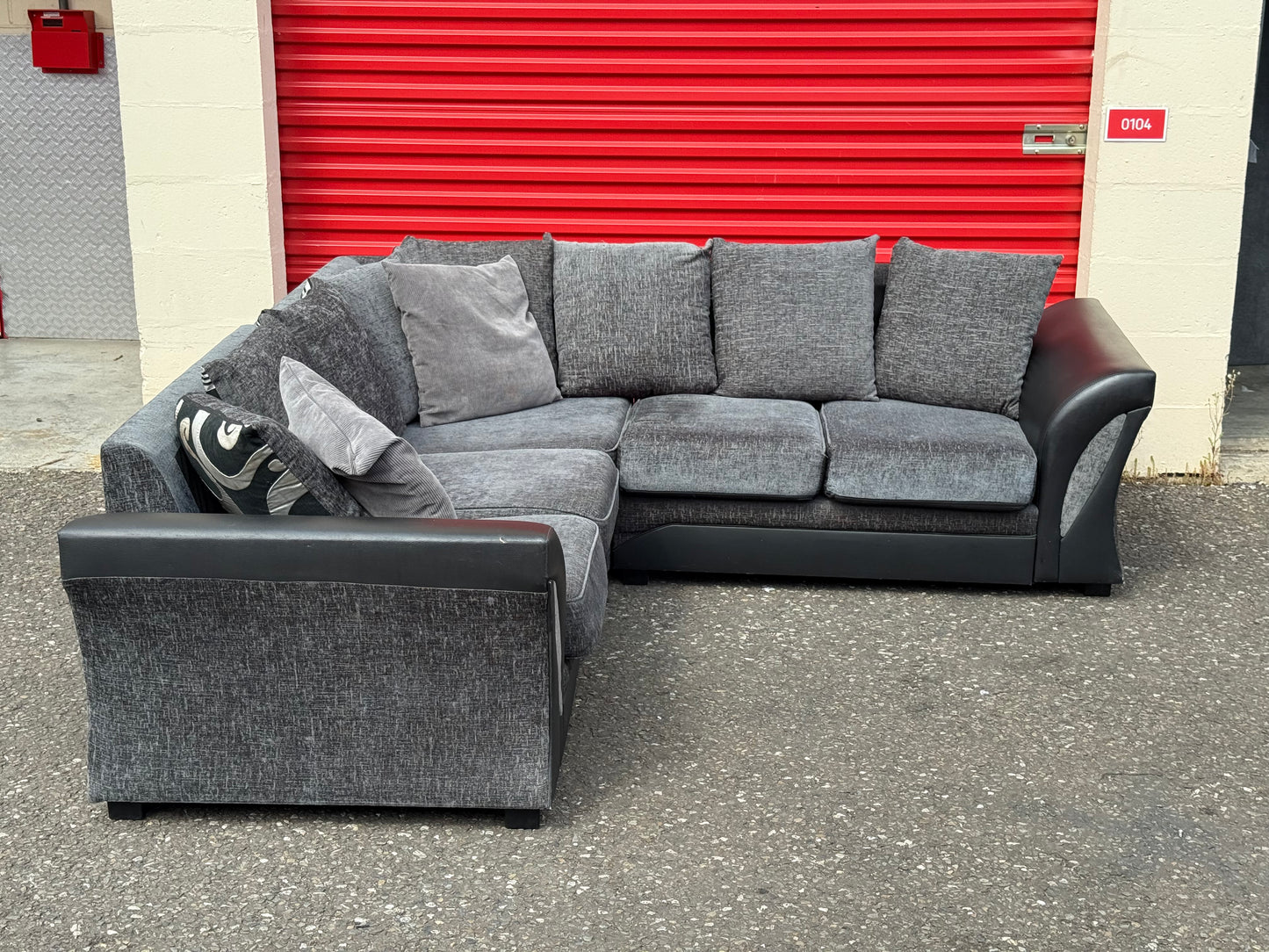 Grey & Black Corner Sofa