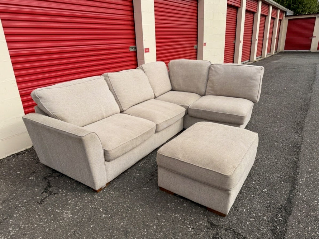 Beige Furniture Village Corner Sofa & Footstool
