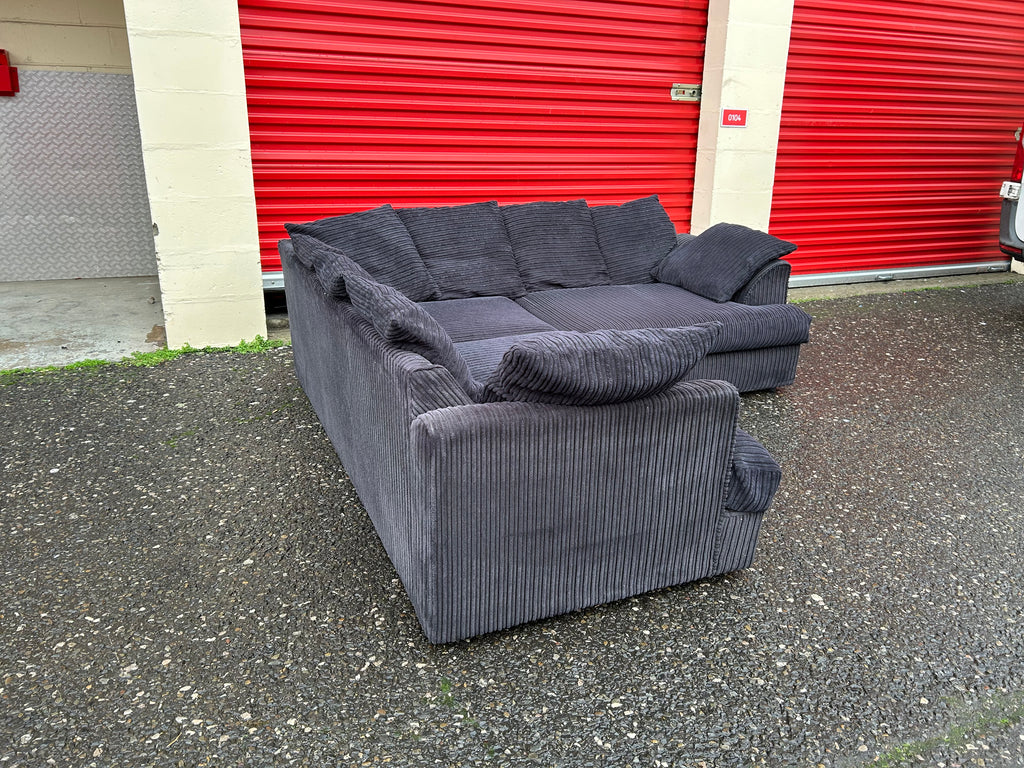 Navy Blue Cord Corner Sofa