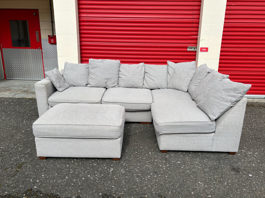 Furniture Village Grey Corner Sofa & Footstool