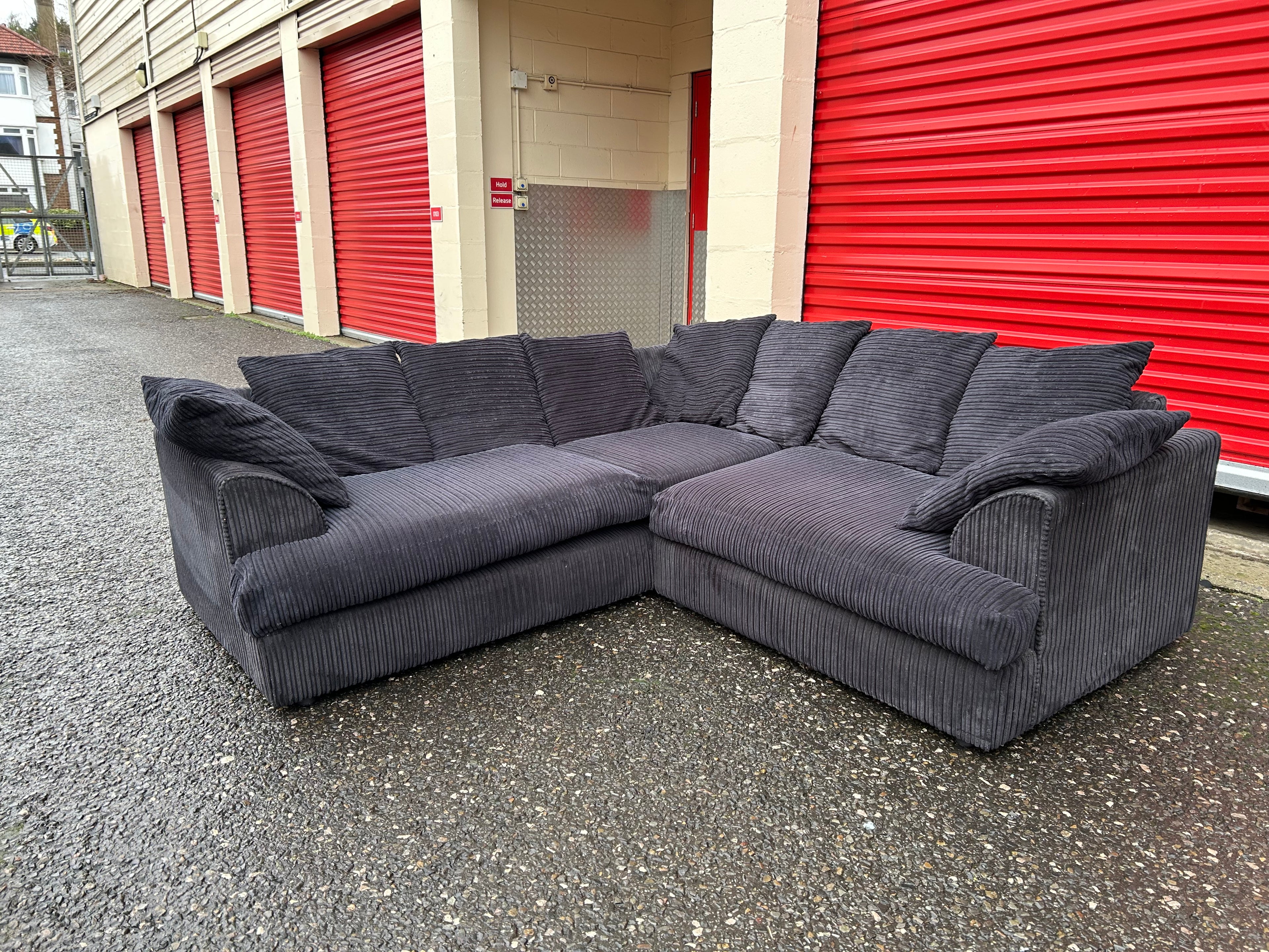 Navy Blue Cord Corner Sofa