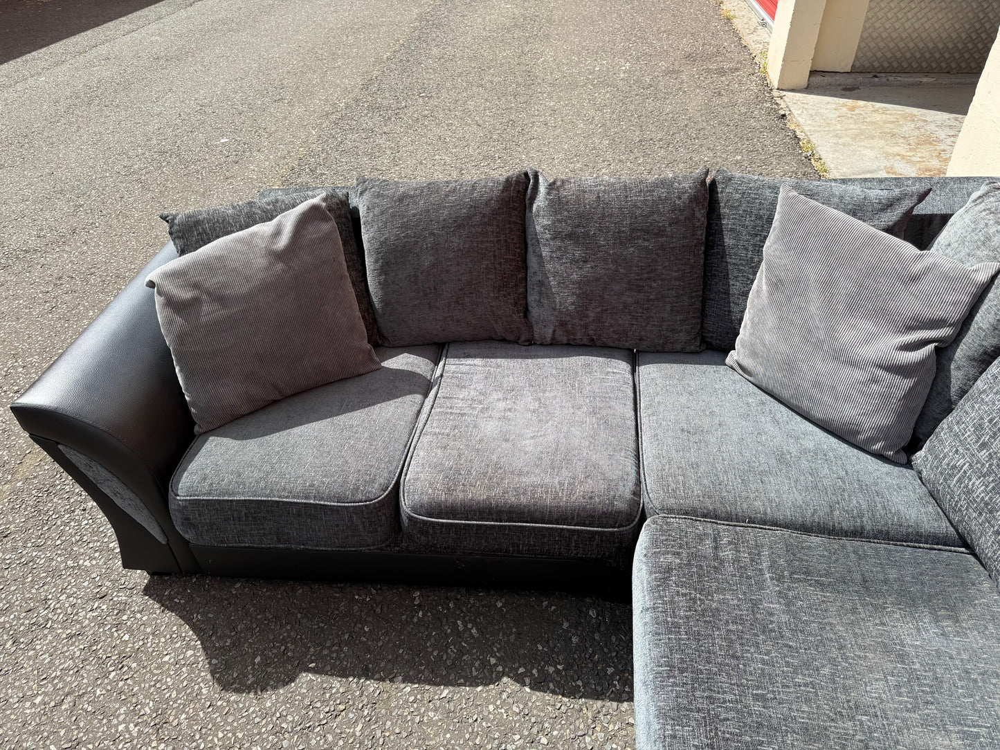 Grey & Black Corner Sofa