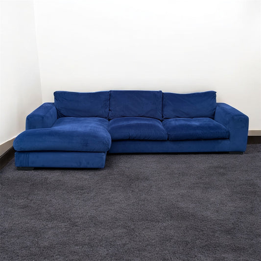 Next Houghton Blue Velvet Corner Sofa