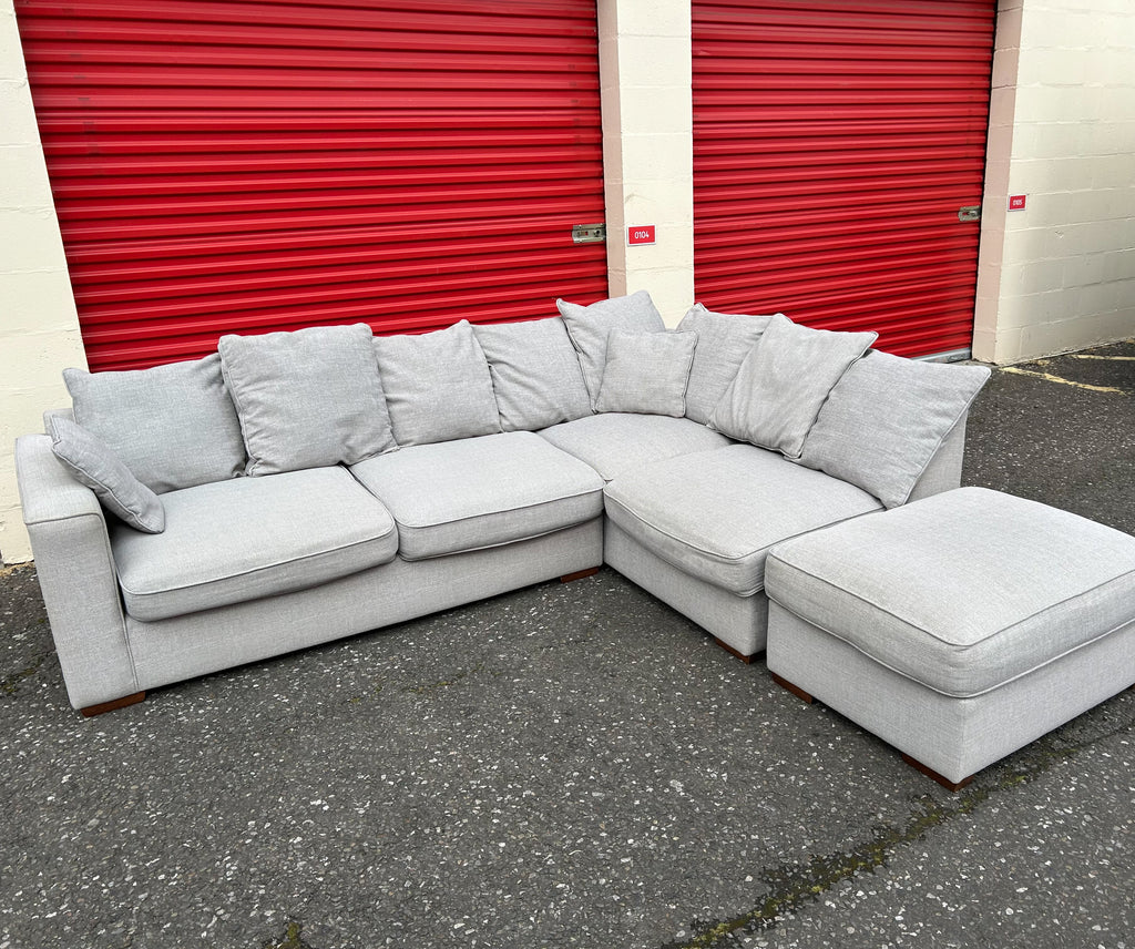Furniture Village Grey Corner Sofa & Footstool