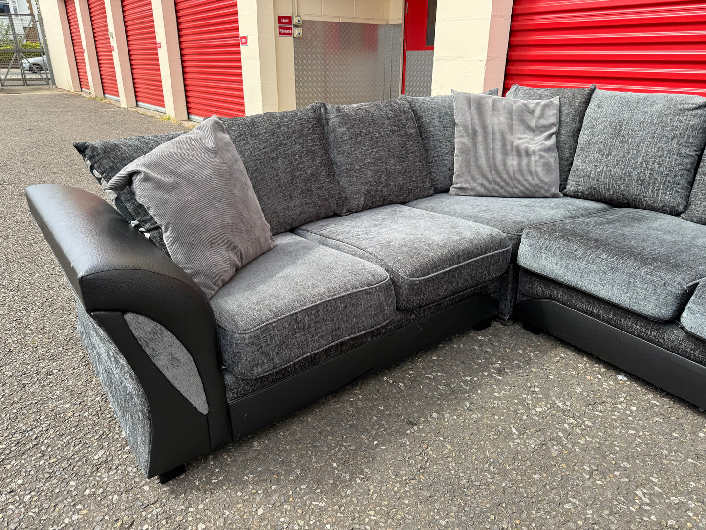 Grey & Black Corner Sofa