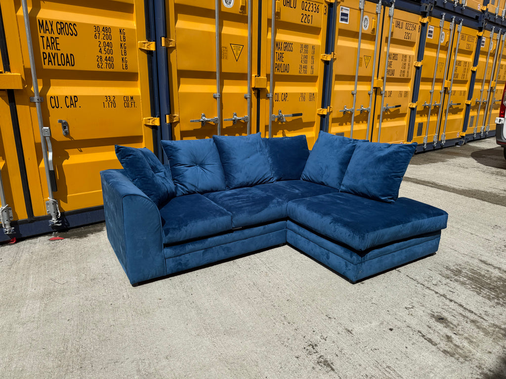 Blue Velvet Corner Sofa