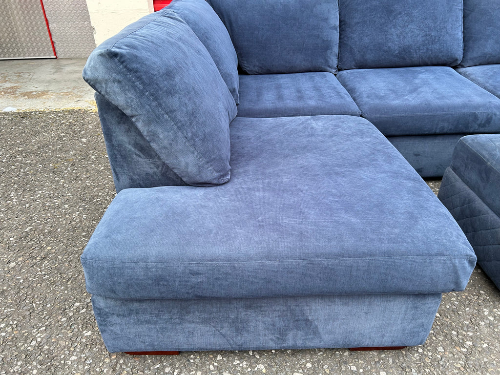 Blue DFS Orka Corner Sofa & Ottoman Stool