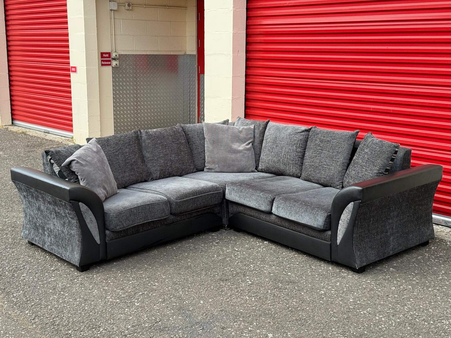 Grey & Black Corner Sofa