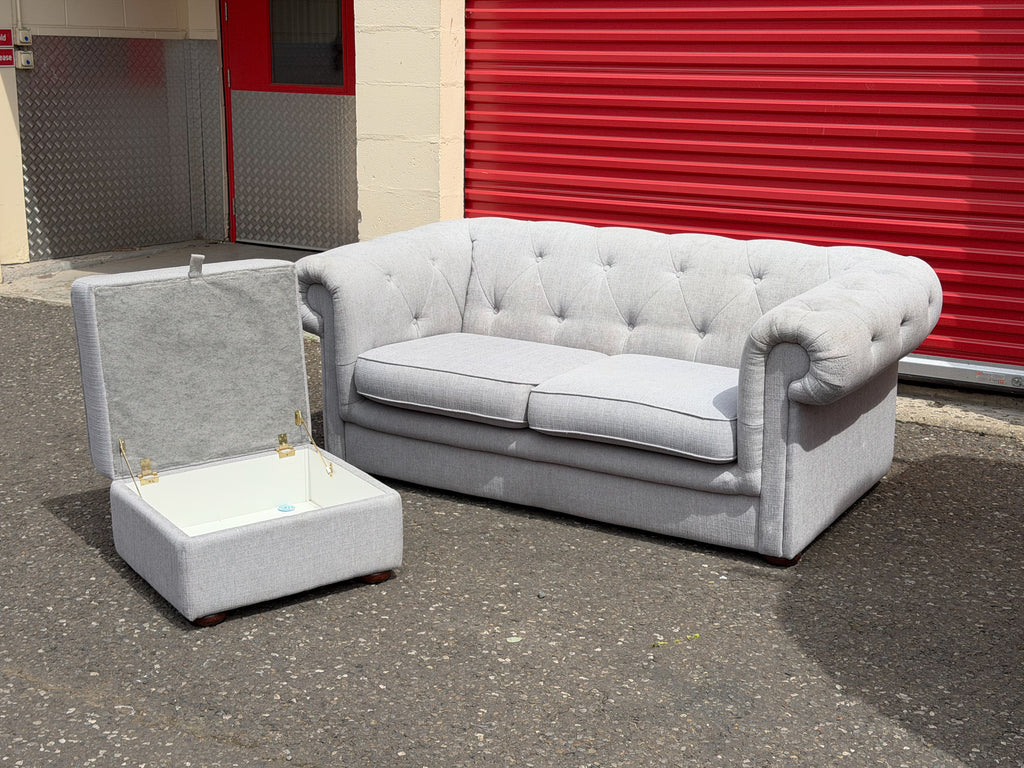 John Lewis Chesterfield 2 Seater Sofa & Storage Footstool