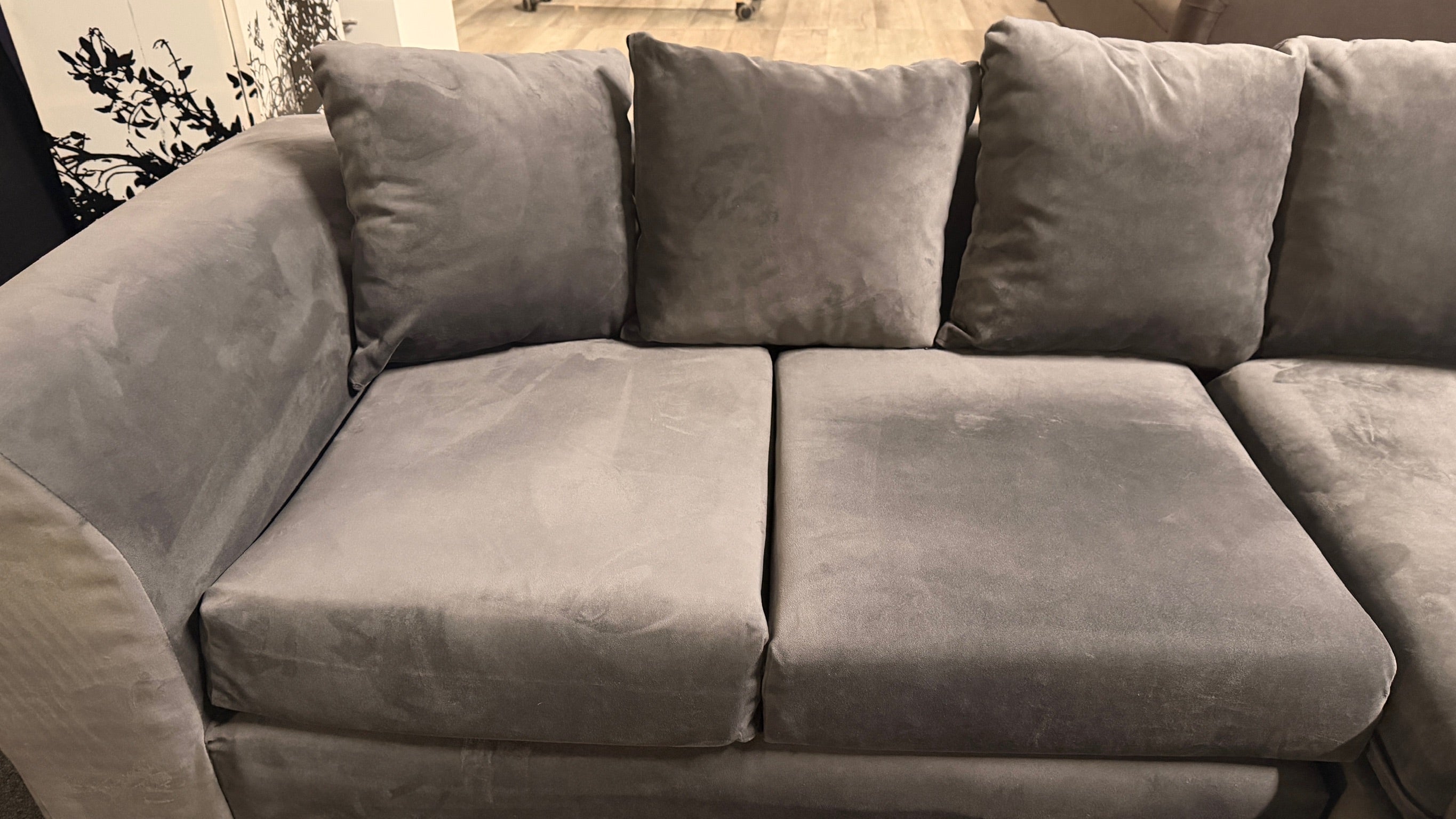 Grey Velvet Corner Sofa