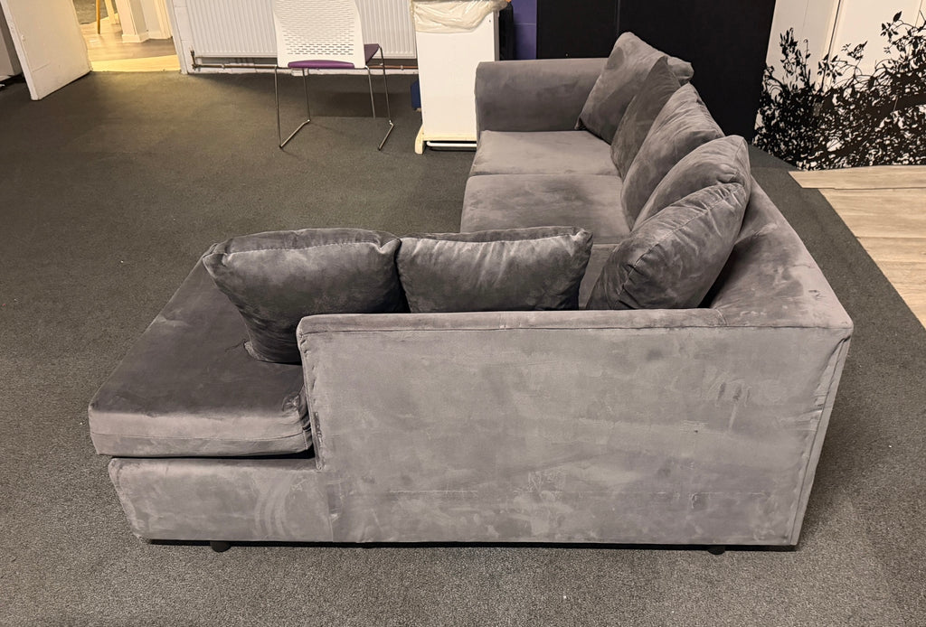 Grey Velvet Corner Sofa
