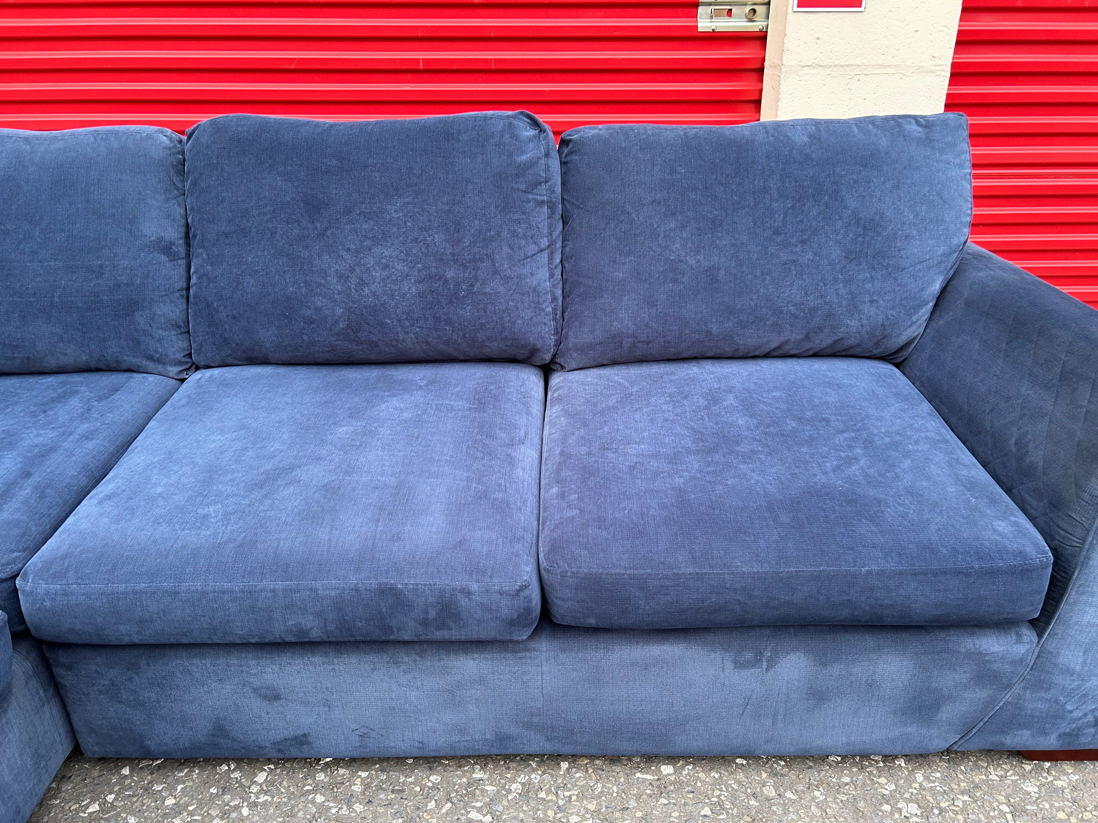 Blue DFS Orka Corner Sofa & Ottoman Stool