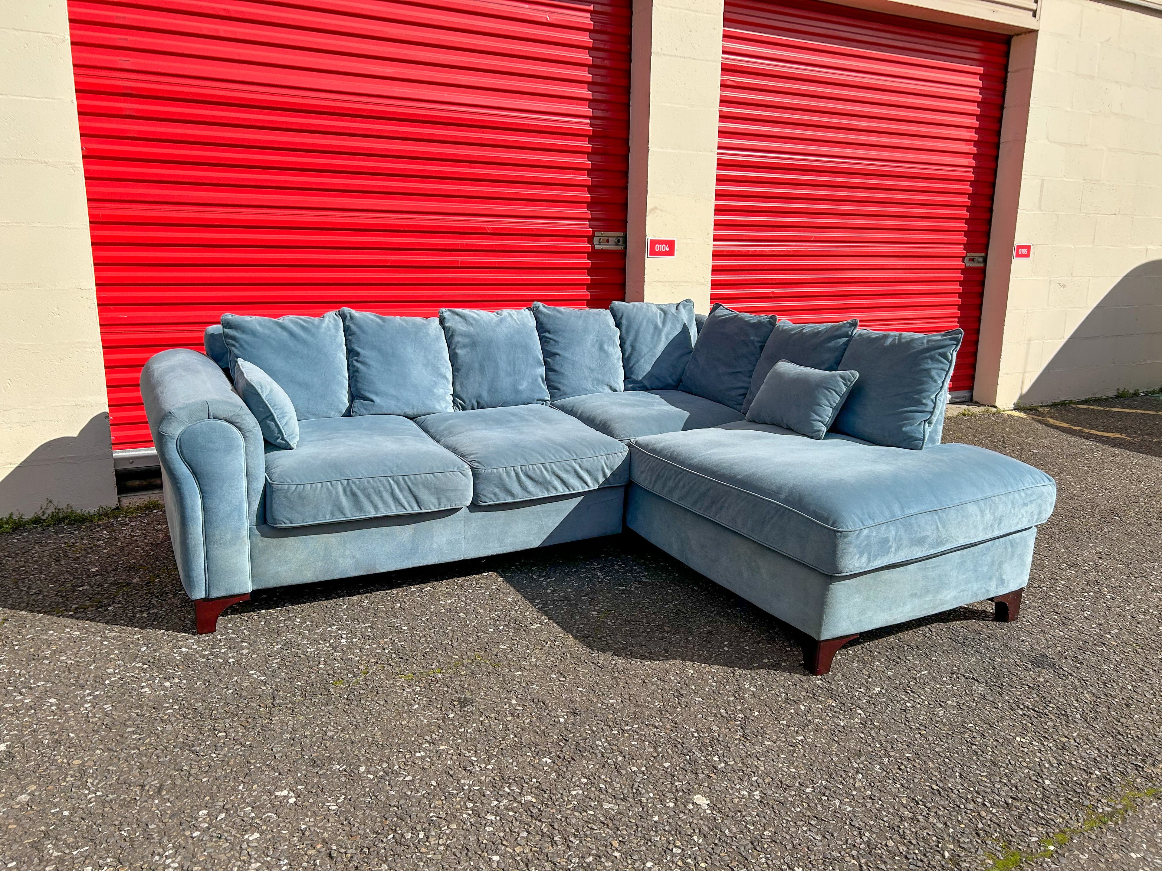 Light Blue Velvet Corner Sofa