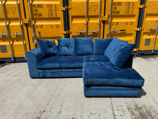 Blue Velvet Corner Sofa