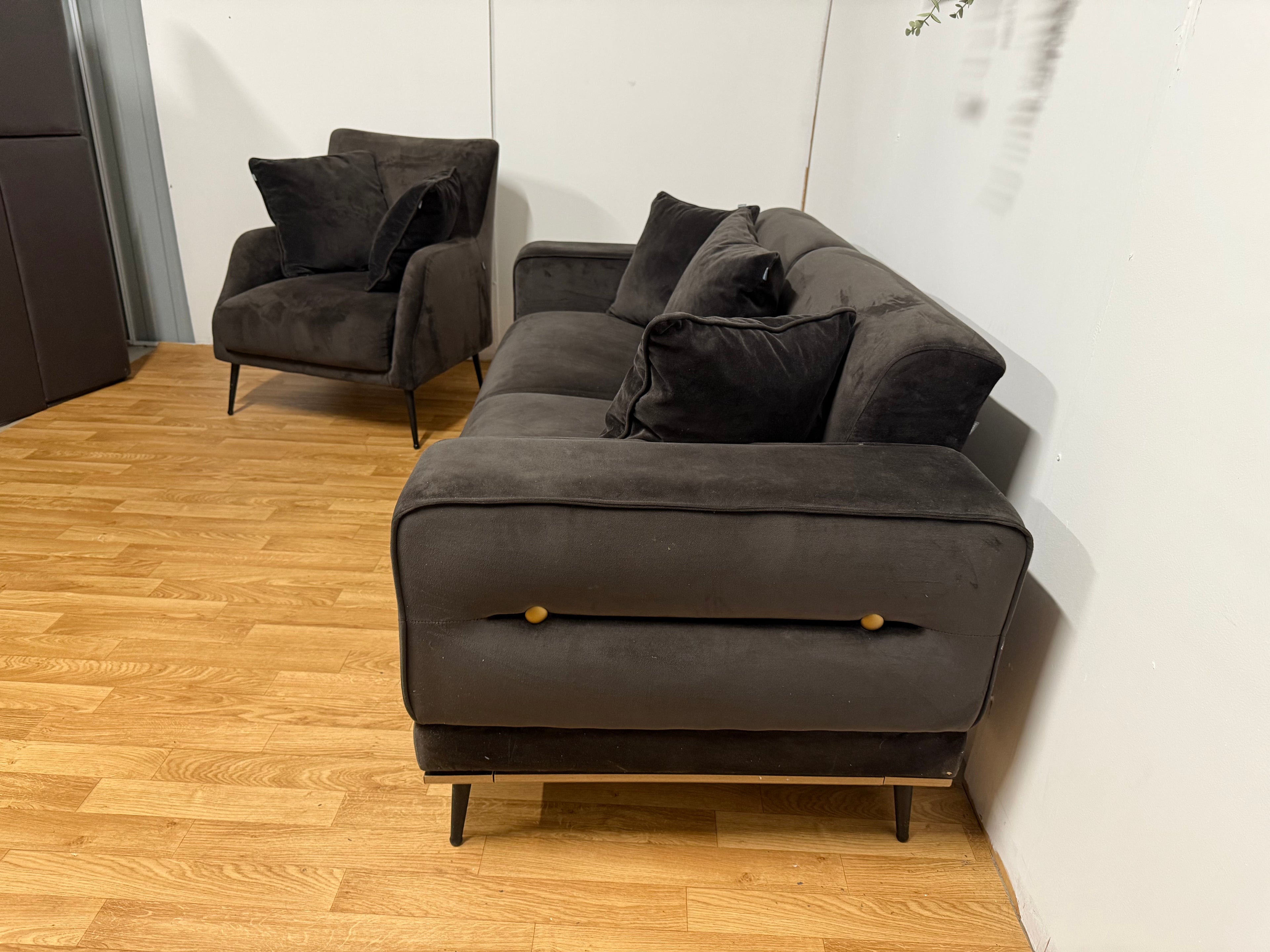 Brown Suede Sofa Set 